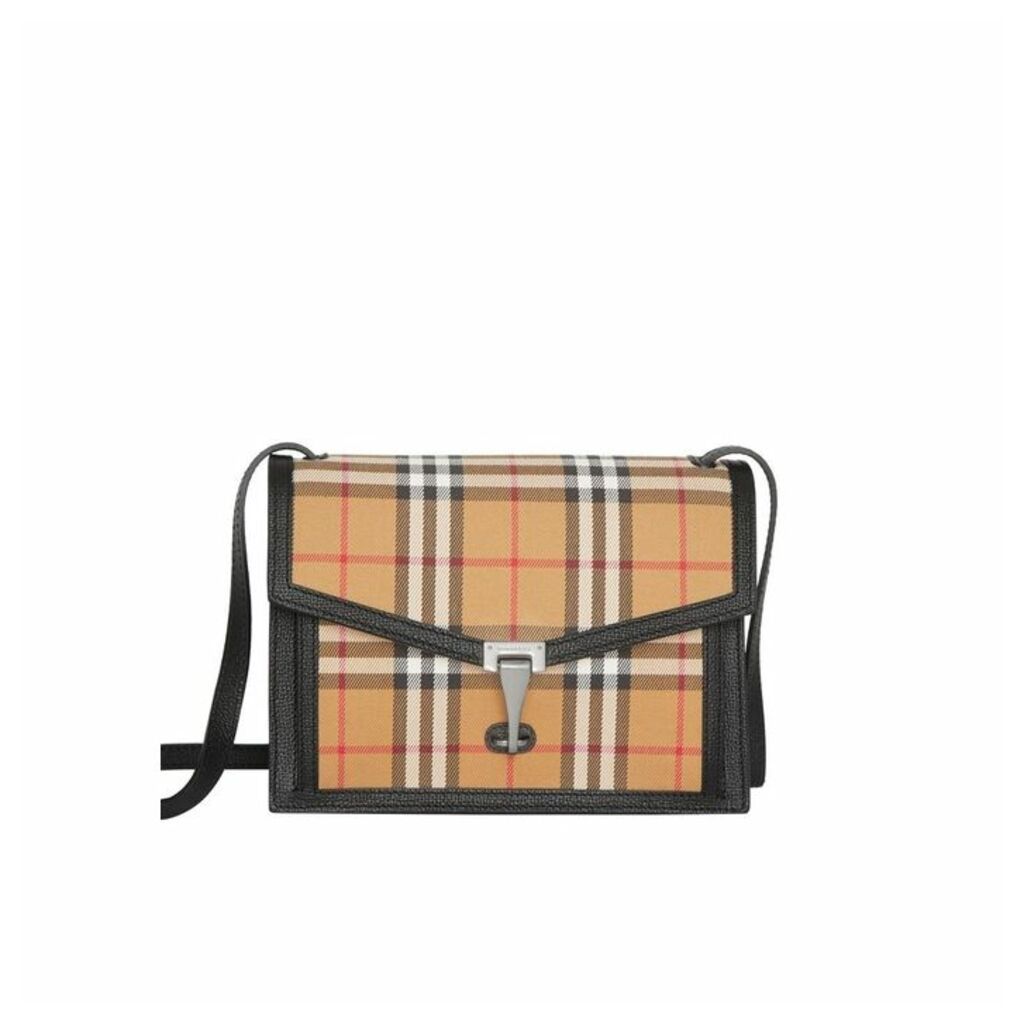 Burberry Small Vintage Check And Leather Crossbody Bag