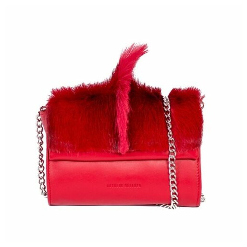 SHERENE MELINDA Mini Springbok Leather Handbag In Red With A Fan