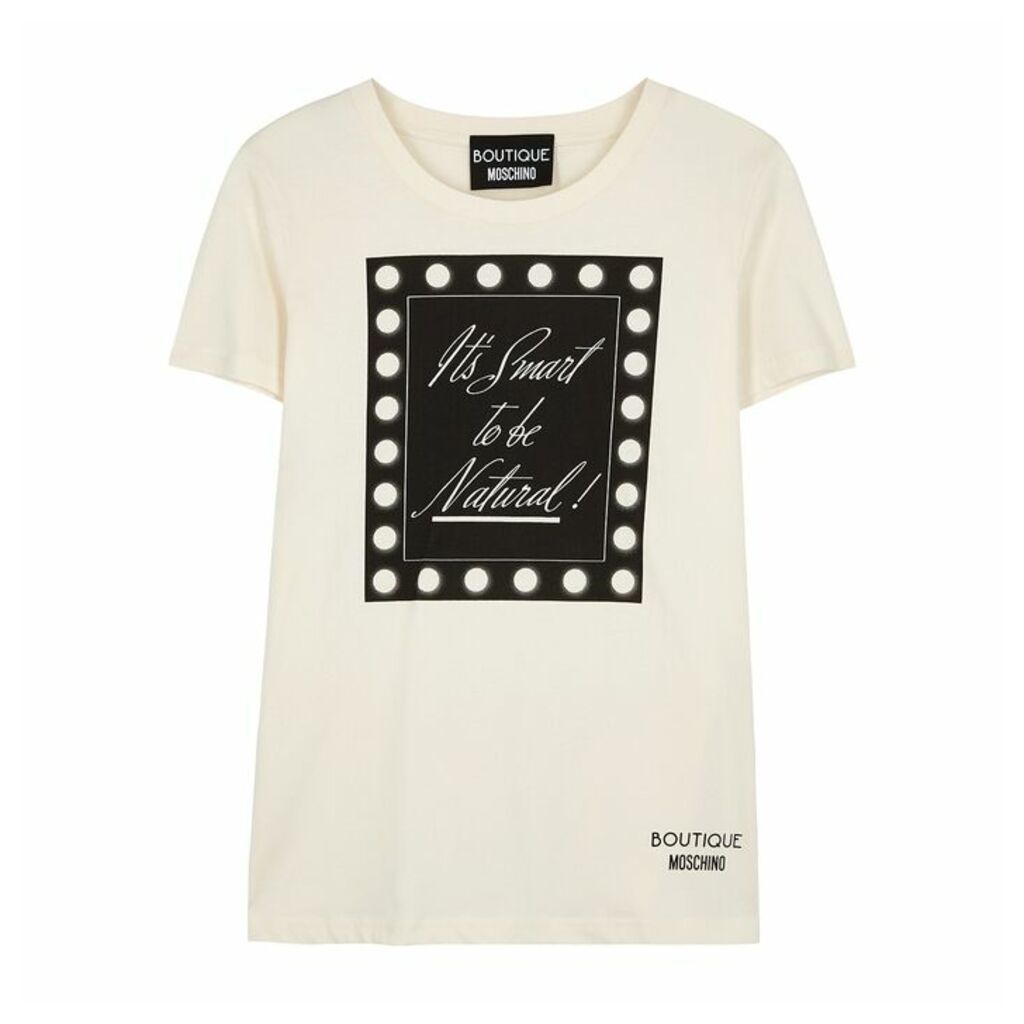 Boutique Moschino Off-white Printed Cotton T-shirt
