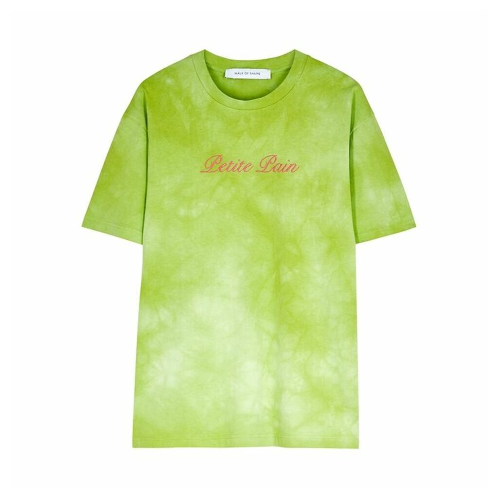 Walk Of Shame Green Embroidered Cotton T-shirt