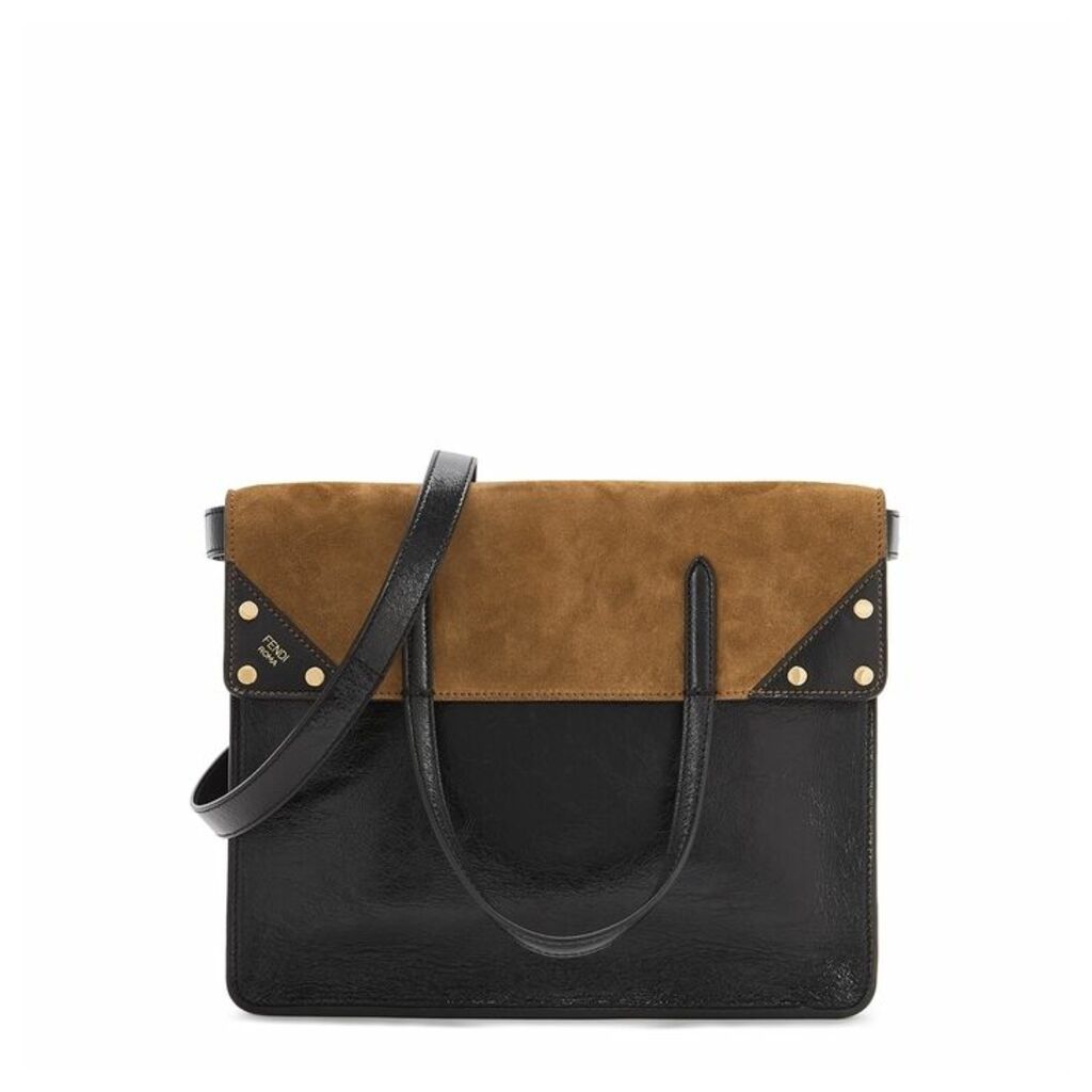 Fendi Fendi Flip Leather And Suede Shoulder Bag