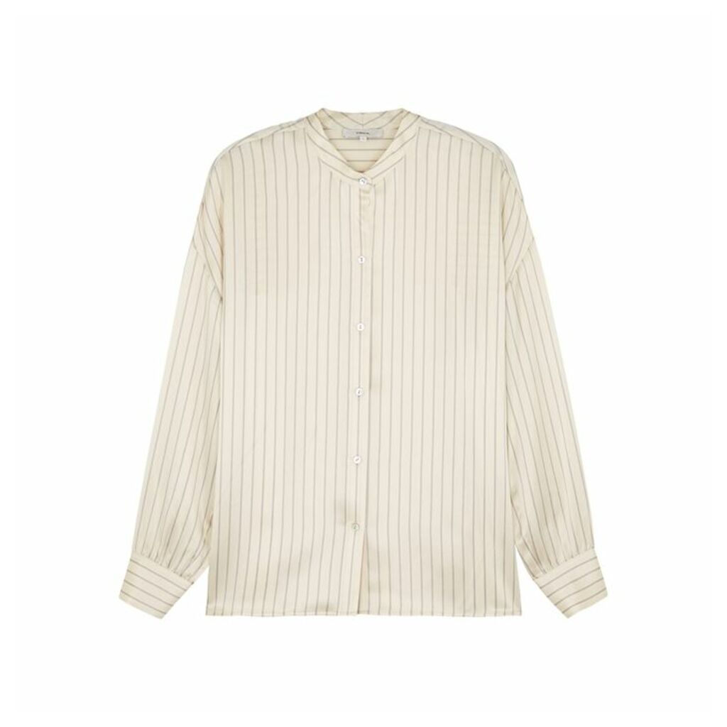 Vince Cream Striped Silk Shirt