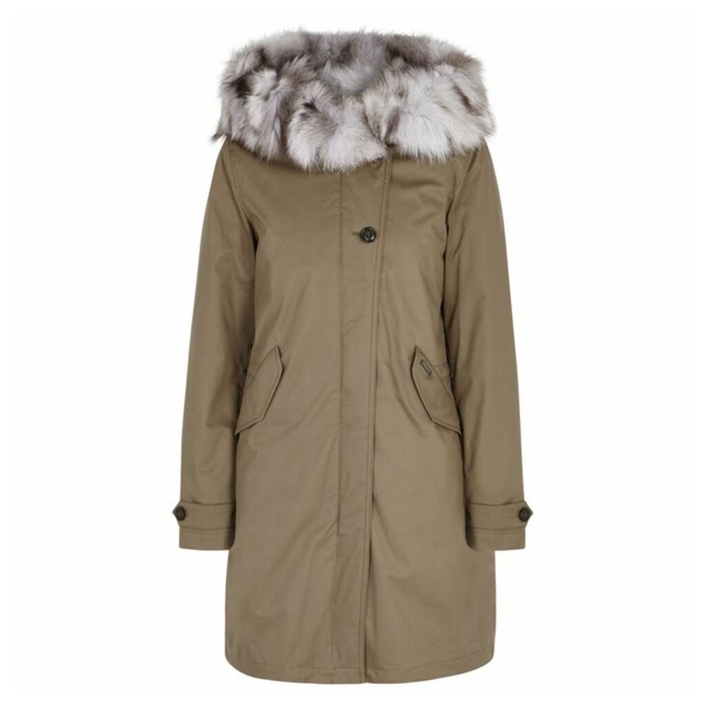 Woolrich Literary Eskimo Taupe Fur-trimmed Parka