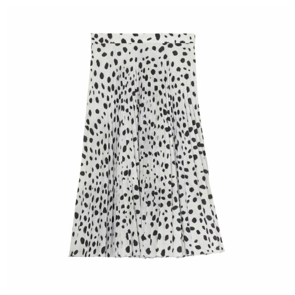 Burberry Dalmatian Print Crepe Pleated Skirt