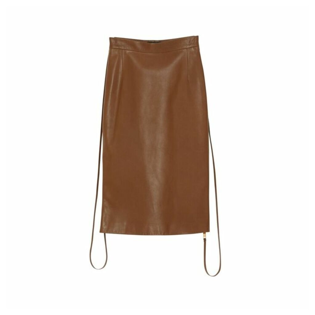 Burberry Double Zip Lambskin Skirt