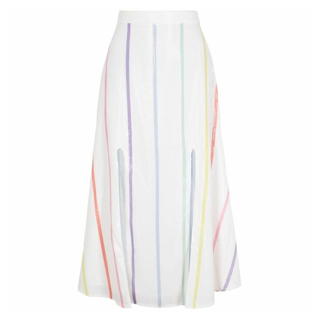 Olivia Rubin Astrid Striped Sequin Midi Skirt