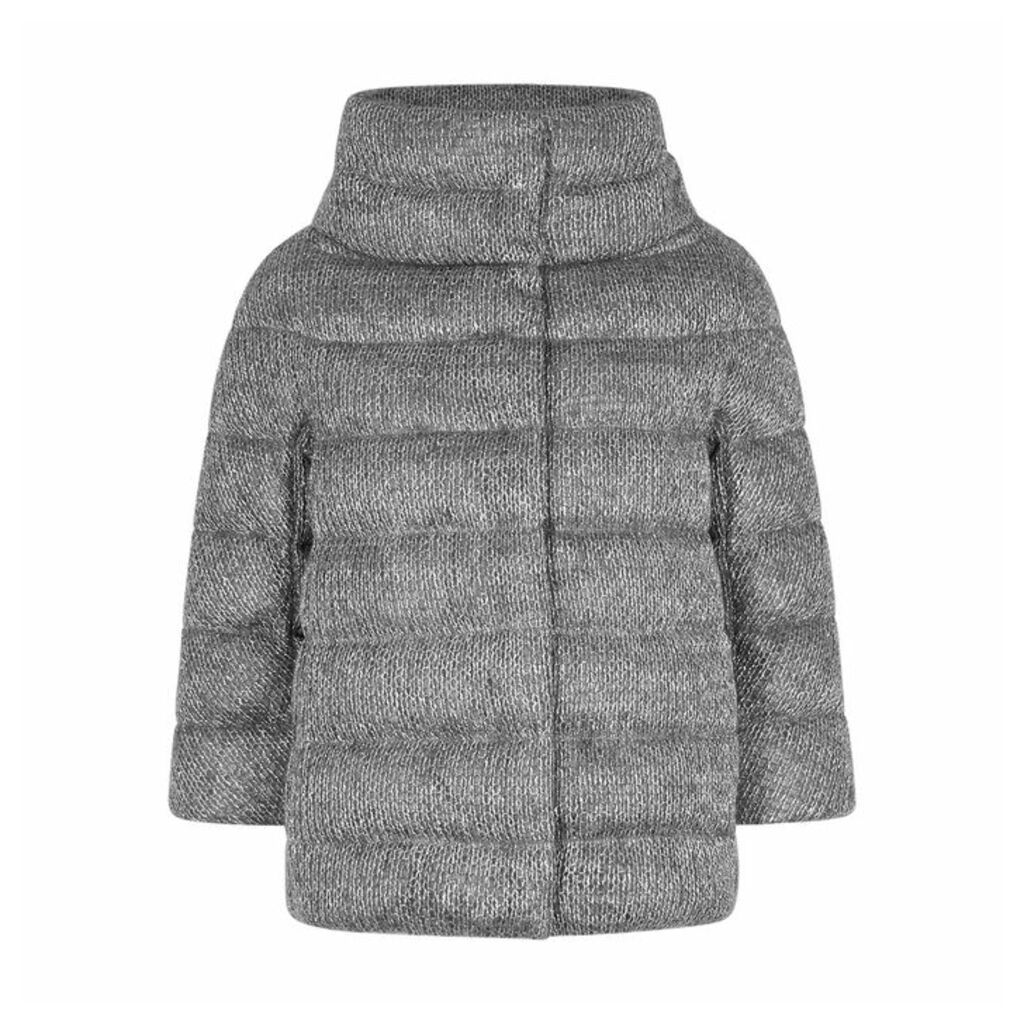 Herno Grey Quilted Shell And Metallic-knit Jacket