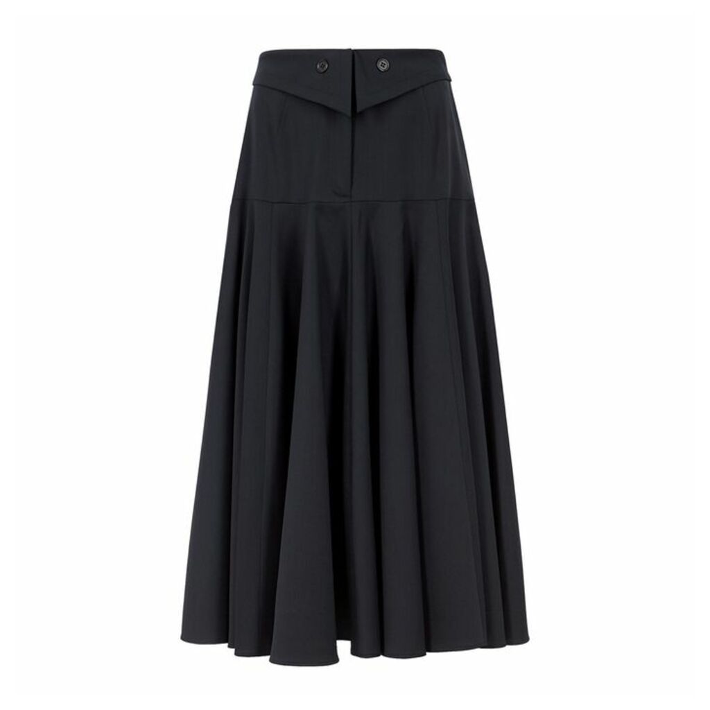 Palmer//harding Fused Navy Stretch-wool Midi Skirt