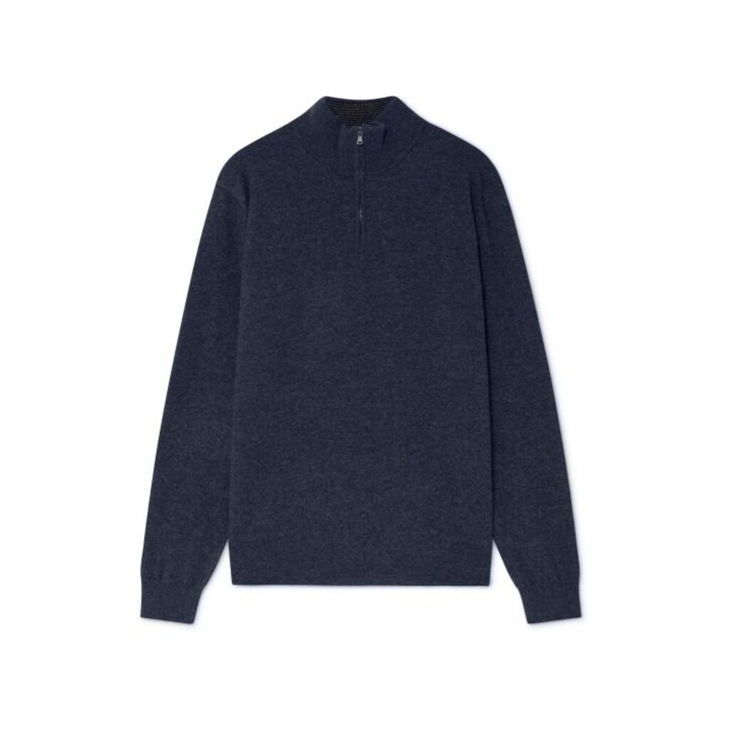 Hackett Merino Wool And Cashmere Blend Half Zip Sweater