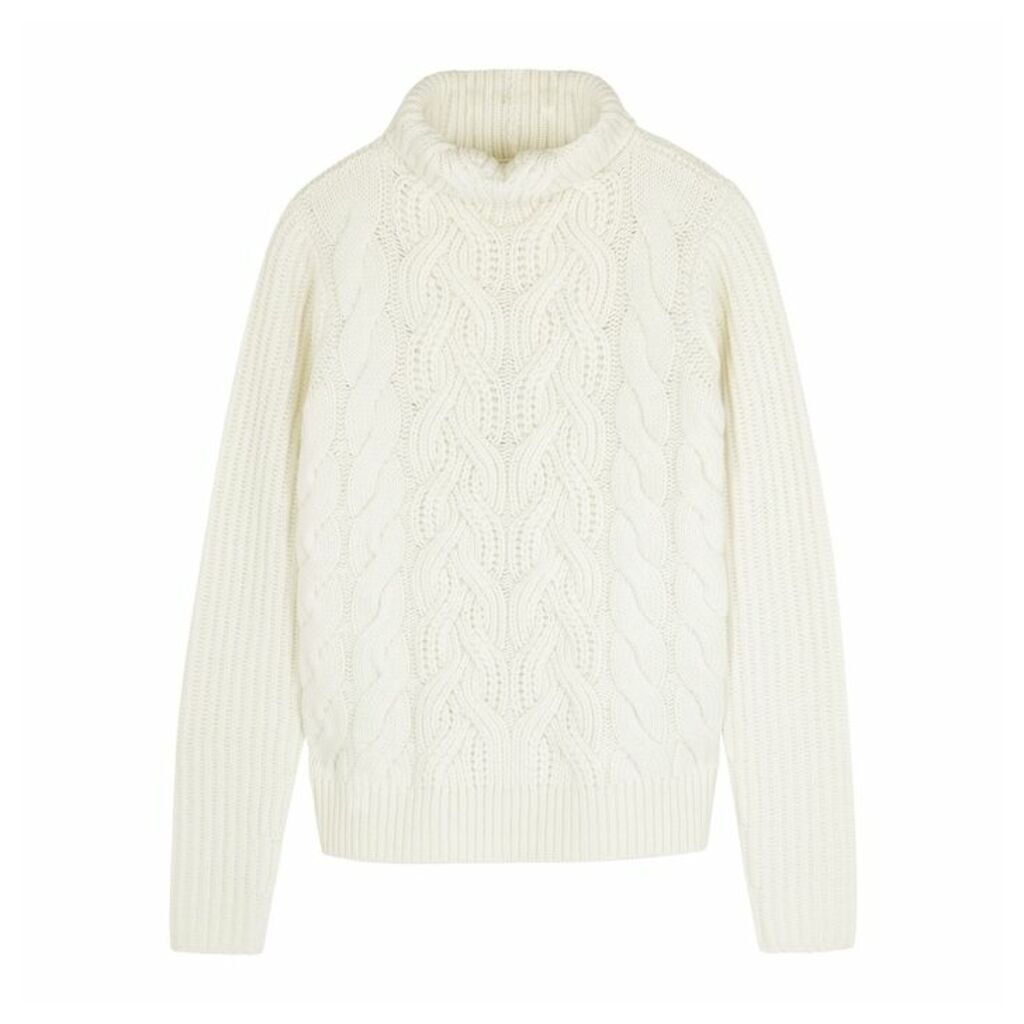 Helmut Lang Cream Cable-knit Wool Jumper