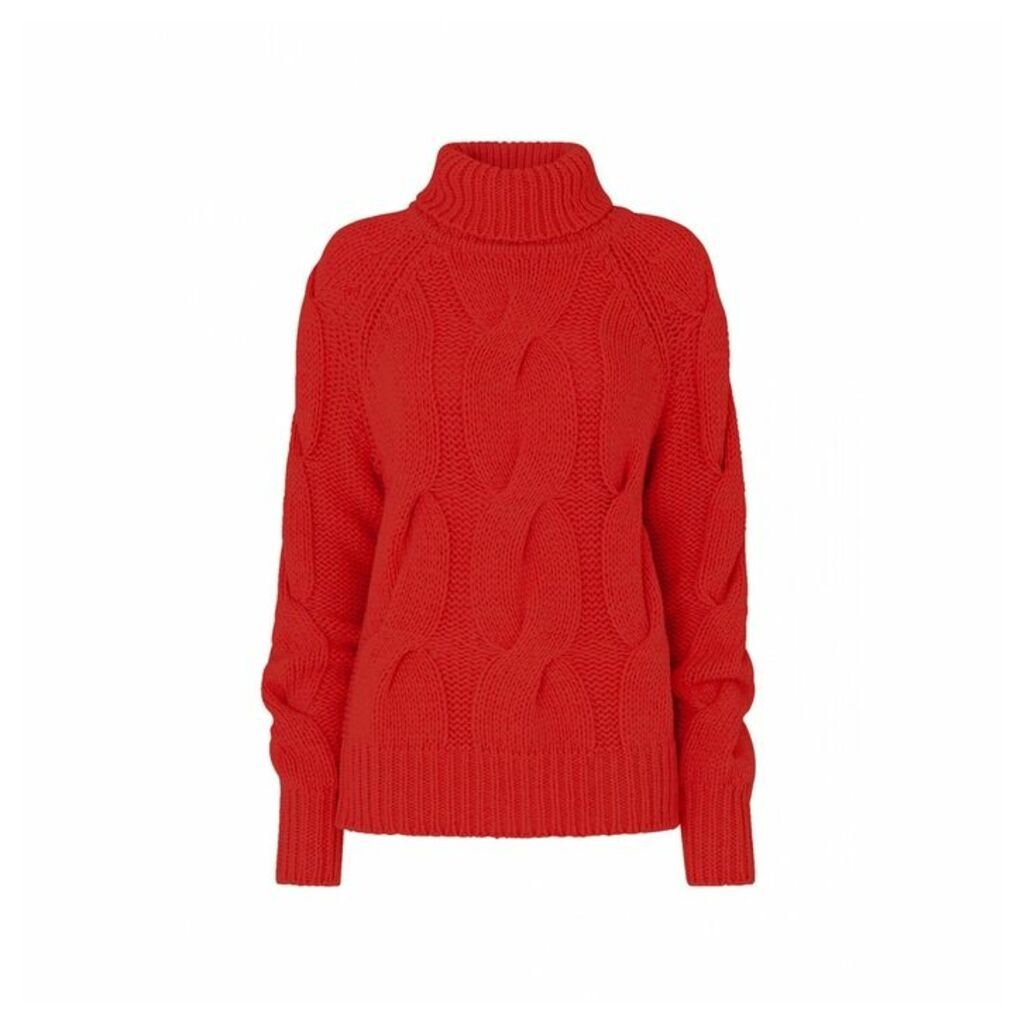 Kitri Belle Red Cable Knit Jumper