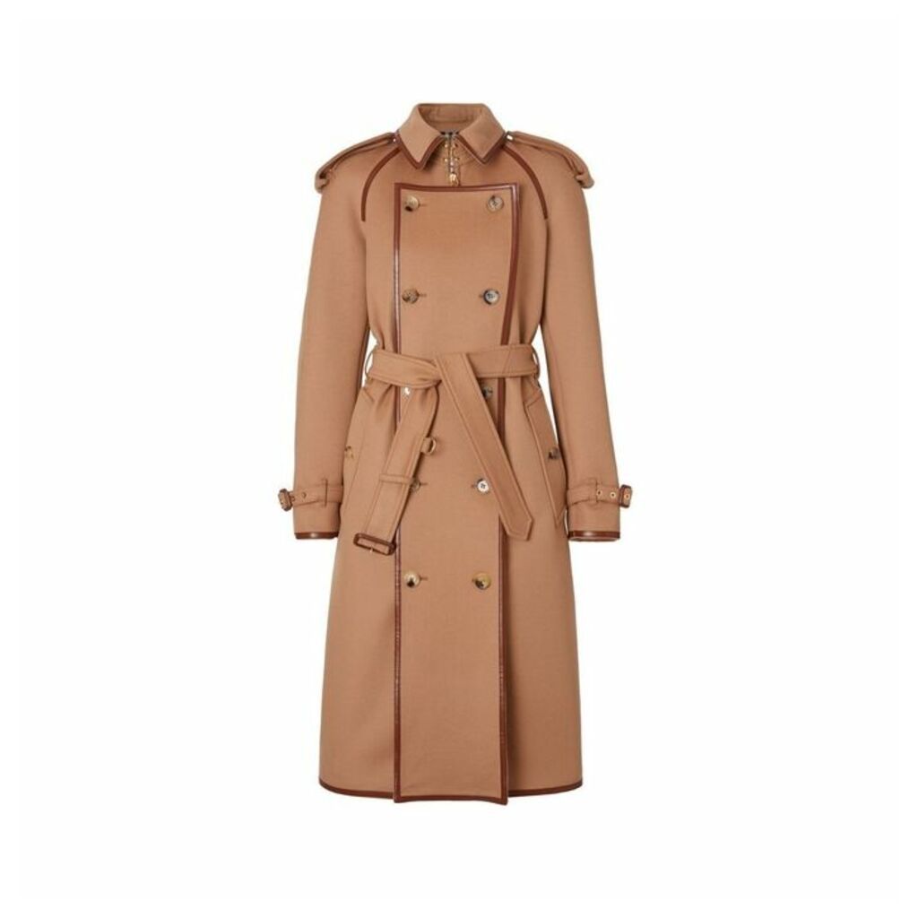 Burberry Button Panel Detail Wool Cashmere Trench Coat