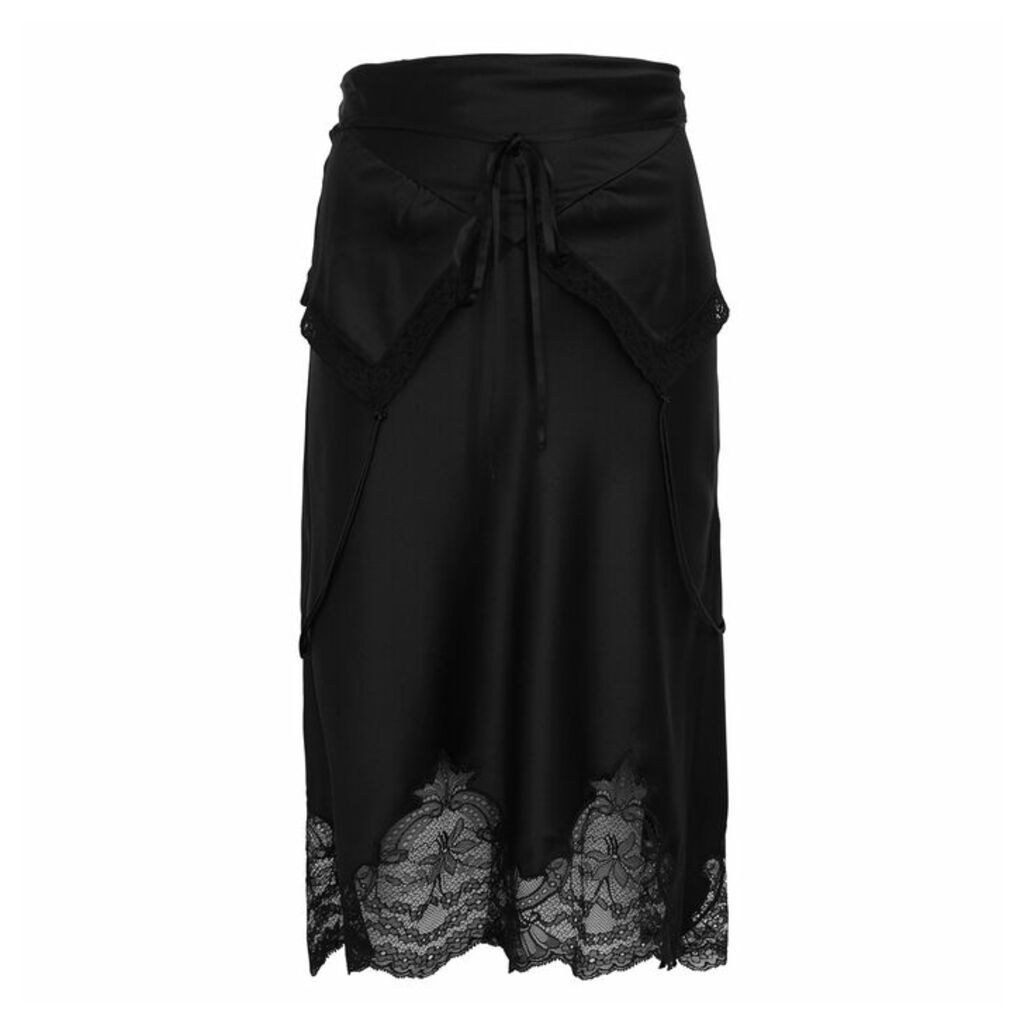 Alexander Wang Black Layered Silk-satin Skirt