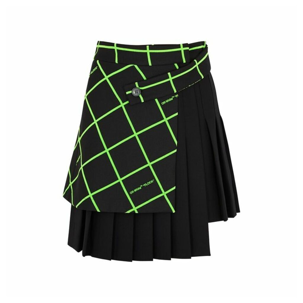 Off-White Black Pleated Stretch-twill Wrap Skirt