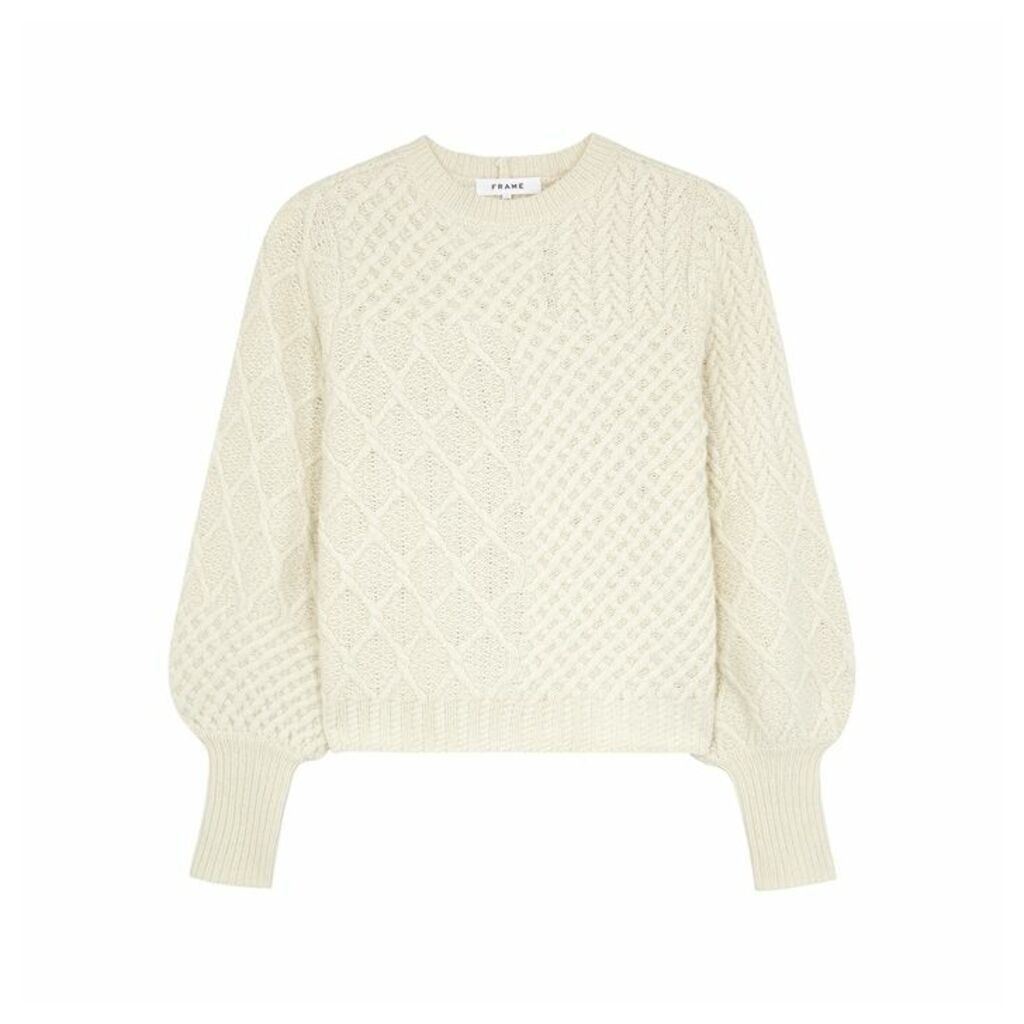 Frame Denim Off-white Cable-knit Wool-blend Jumper