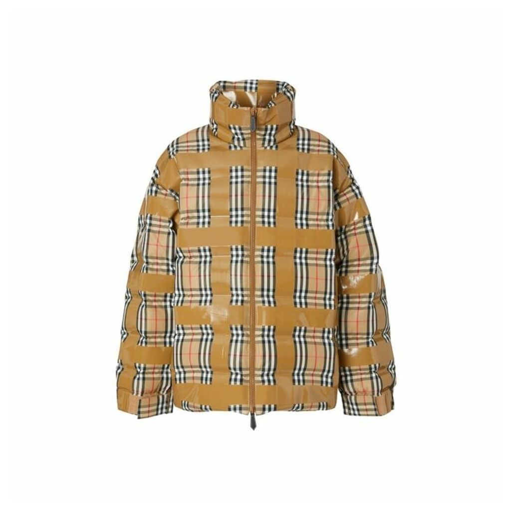 Burberry Tape Detail Vintage Check Puffer Jacket