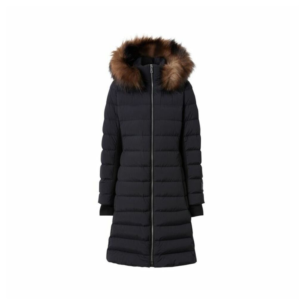 Burberry Detachable Faux Fur Trim Hooded Puffer Coat