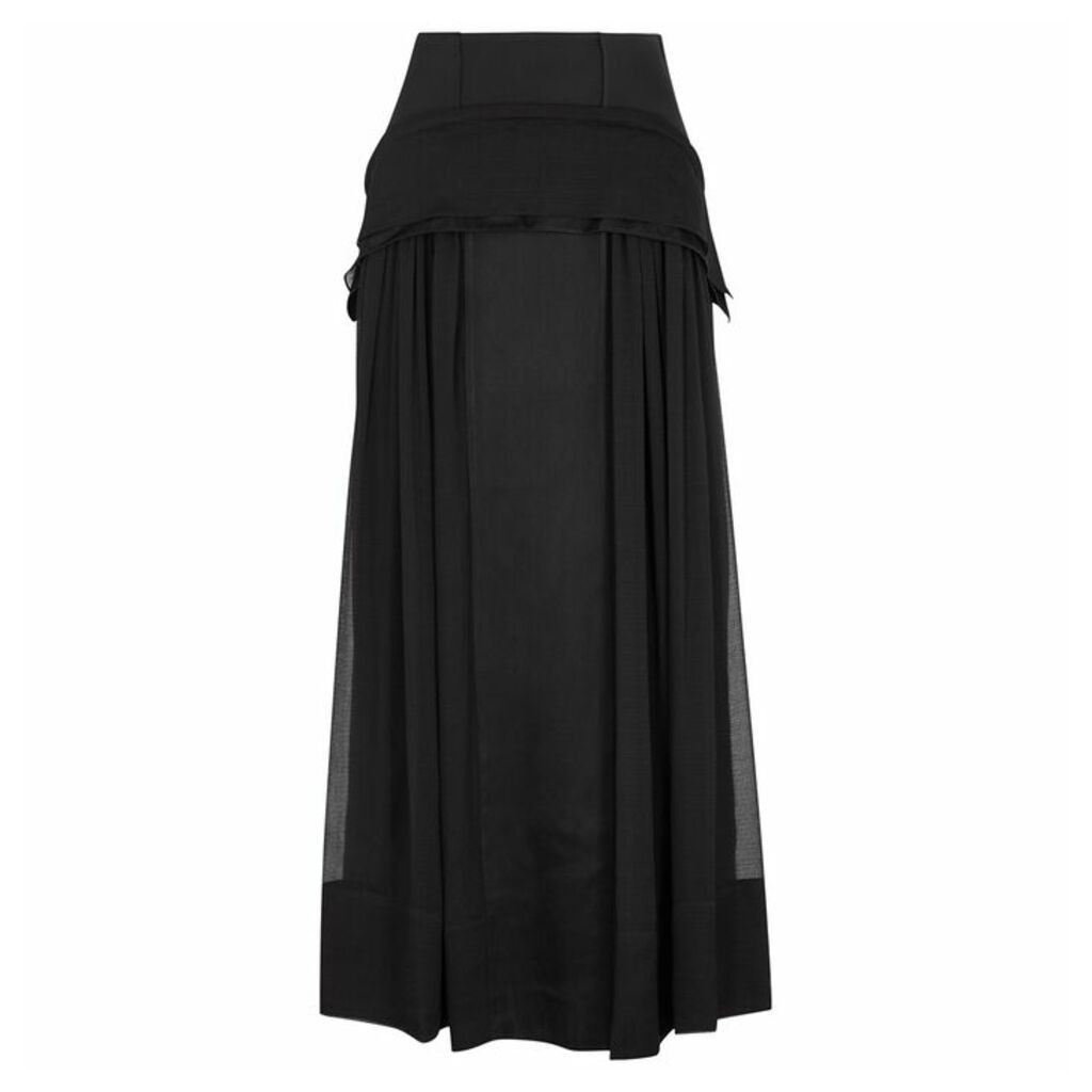 3.1 Phillip Lim Black Silk-chiffon Midi Skirt
