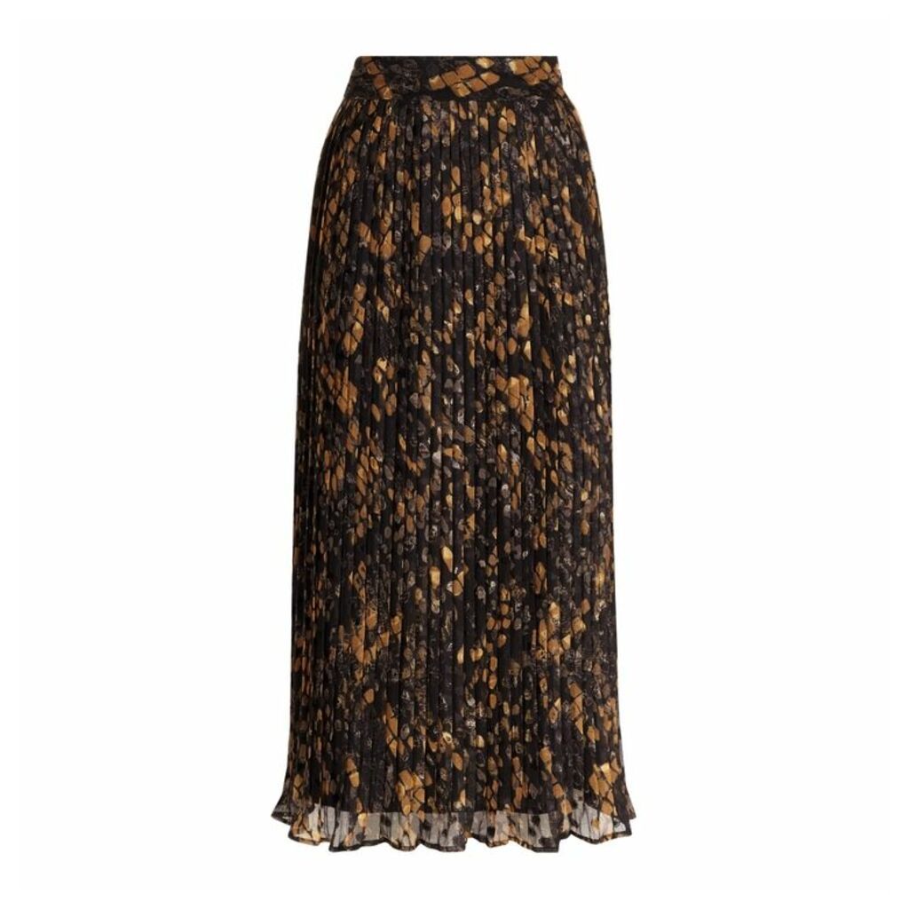 Traffic People Falls Pleated Polka Dot Skirt In Black And Mustard