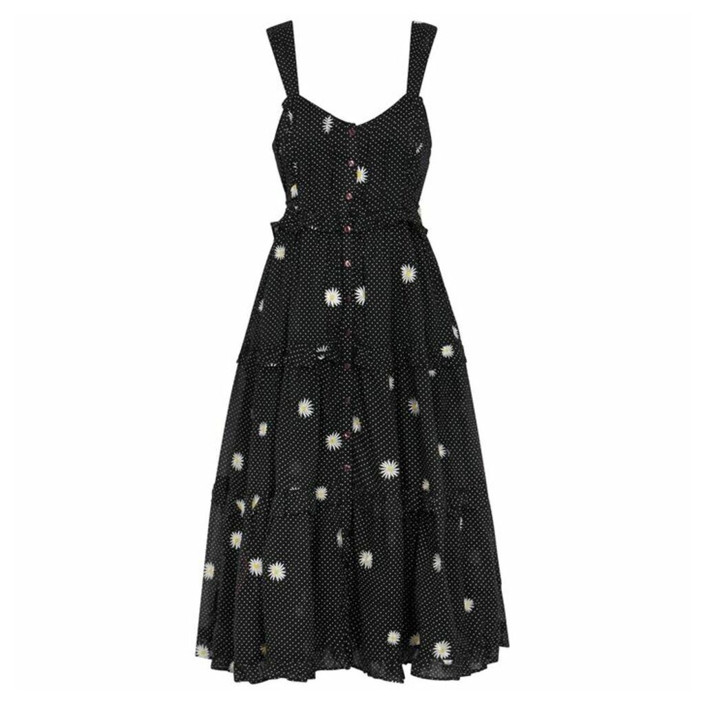 Free People Daisy Chain Embroidered Cotton Midi Dress