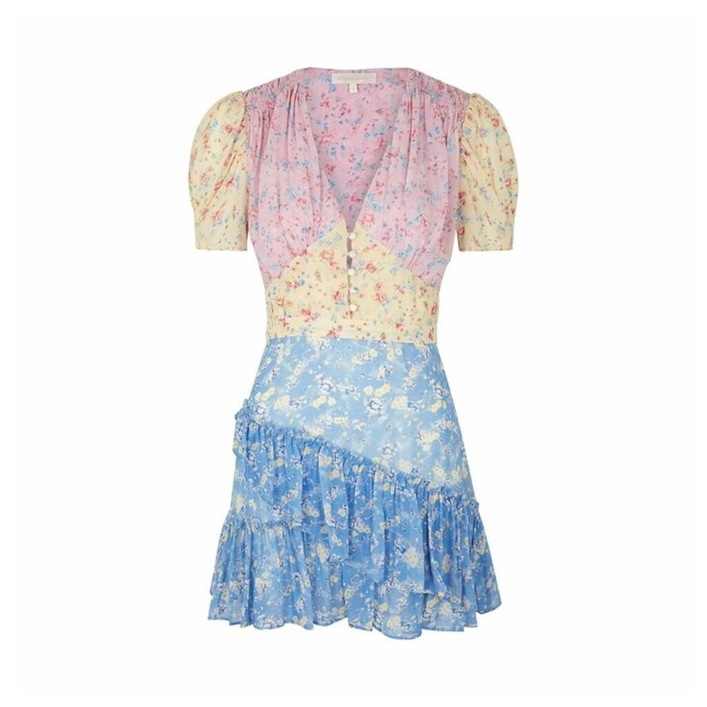 LoveShackFancy Bea Floral-print Silk Mini Dress