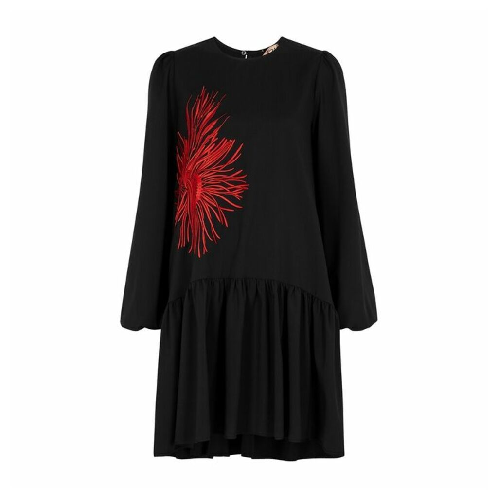 No.21 Black Embroidered Wool Dress