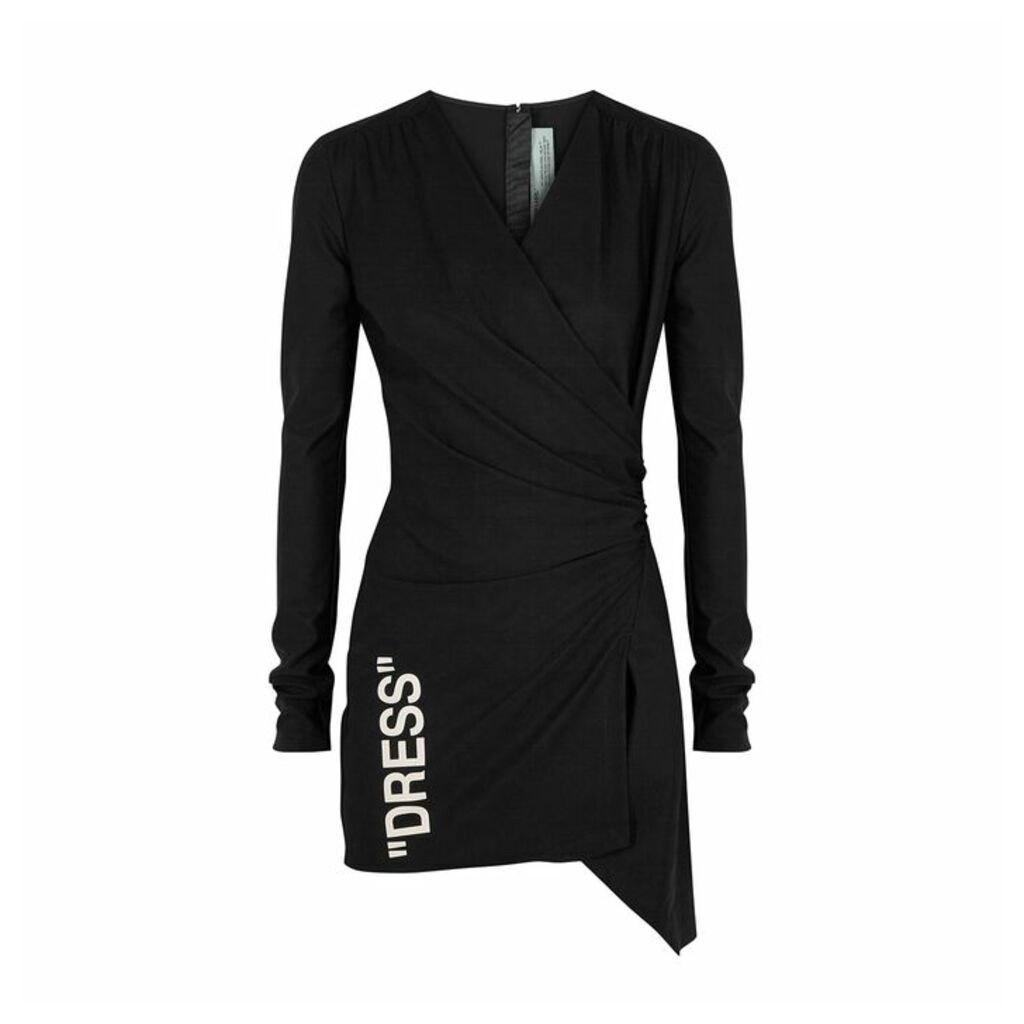 Off-White Black Wrap-effect Jersey Mini Dress