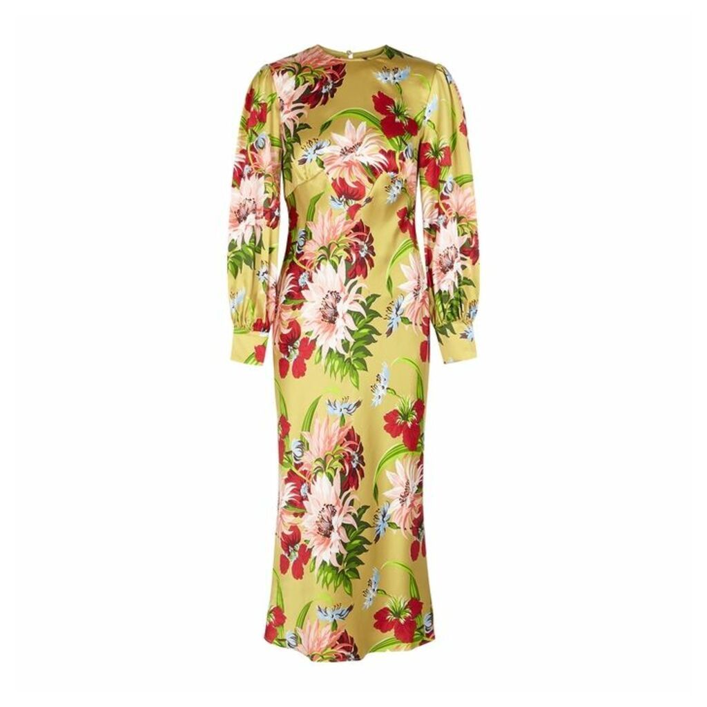 Olivia Von Halle Aureta Havana Floral-print Silk Midi Dress