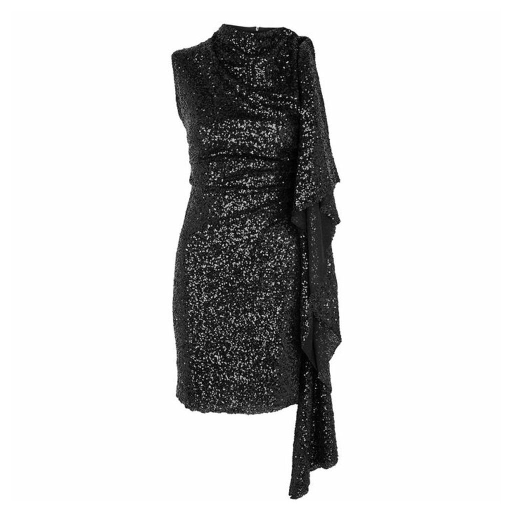 Paula Knorr Relief Black Draped Sequin Mini Dress