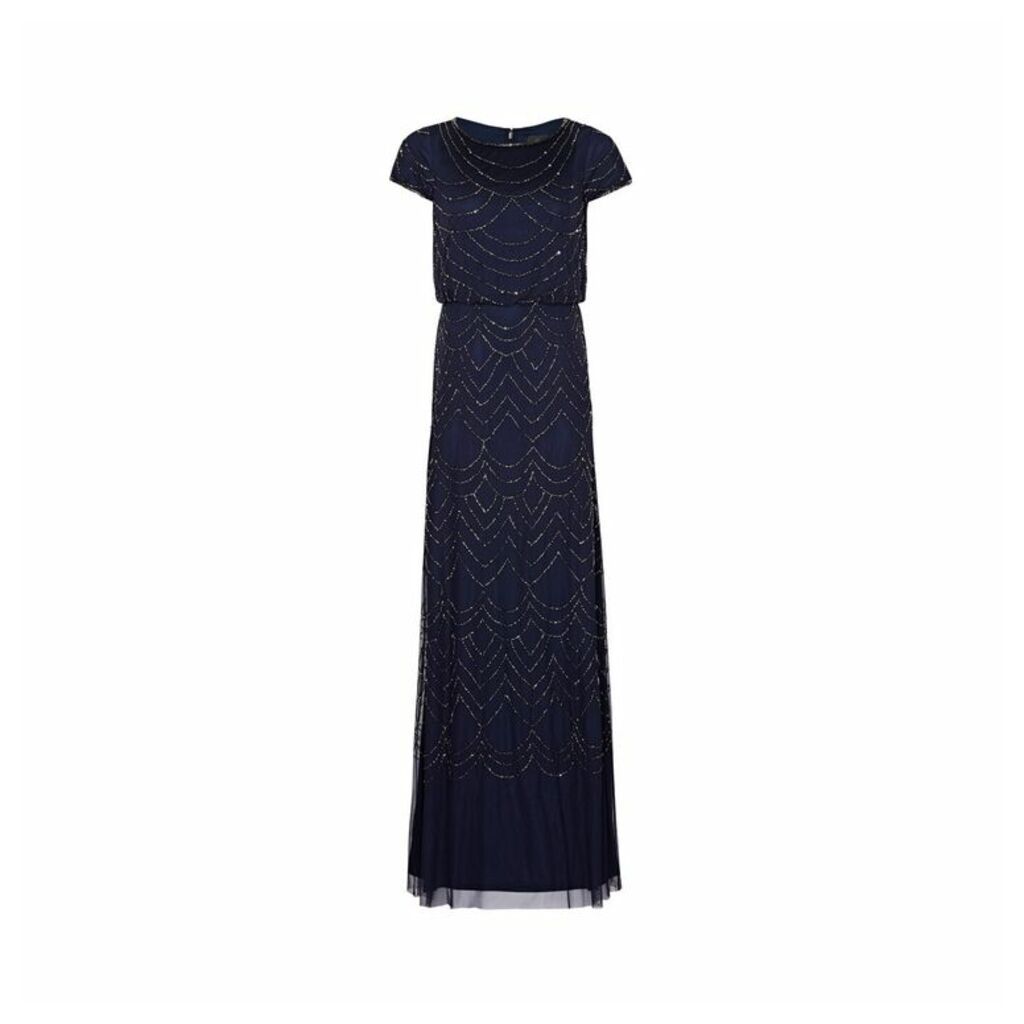 Adrianna Papell Blouson Beaded Gown