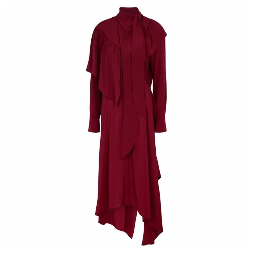 Petar Petrov Davison Red Silk Crepe De Chine Midi Dress