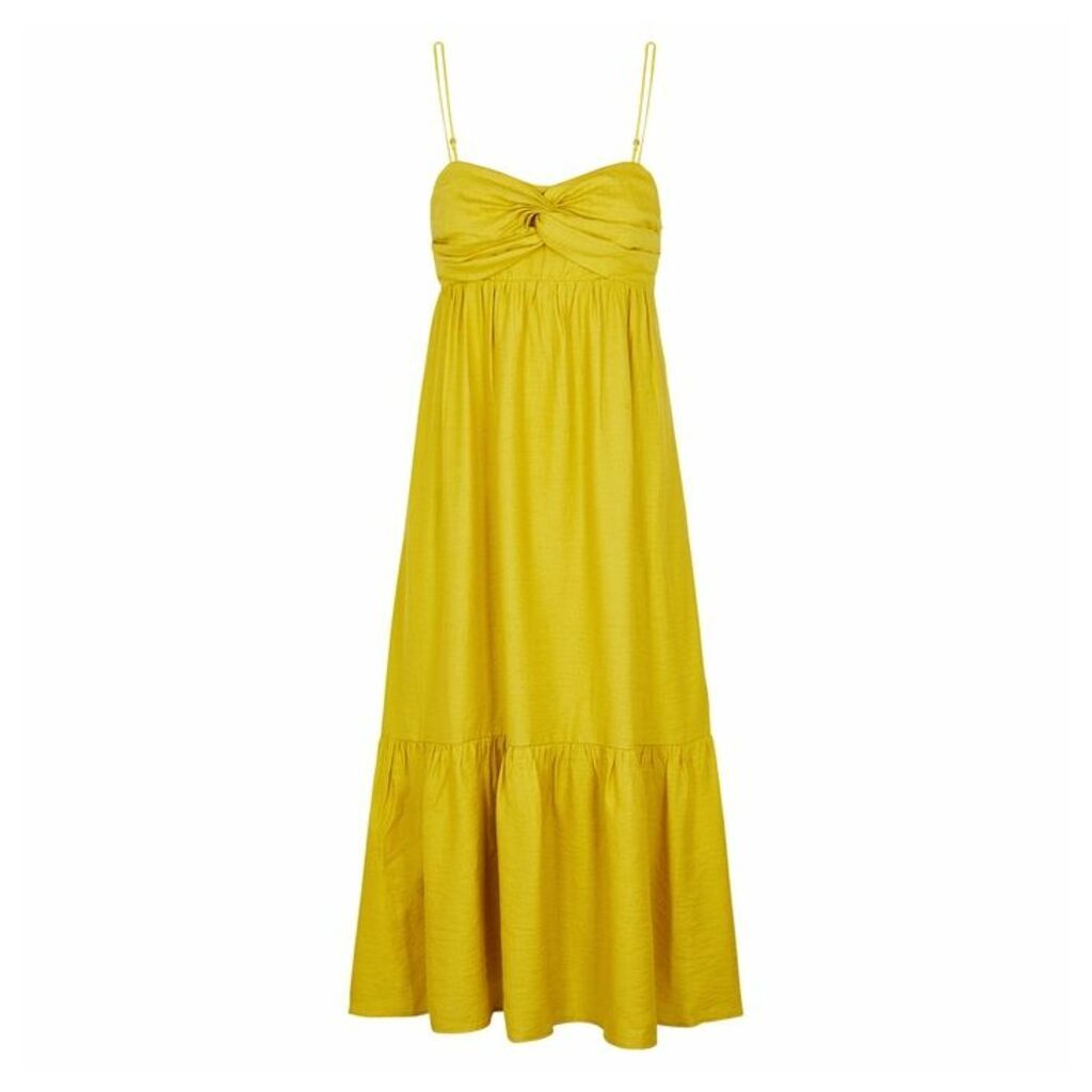 JOIE Chayton Yellow Woven Midi Dress
