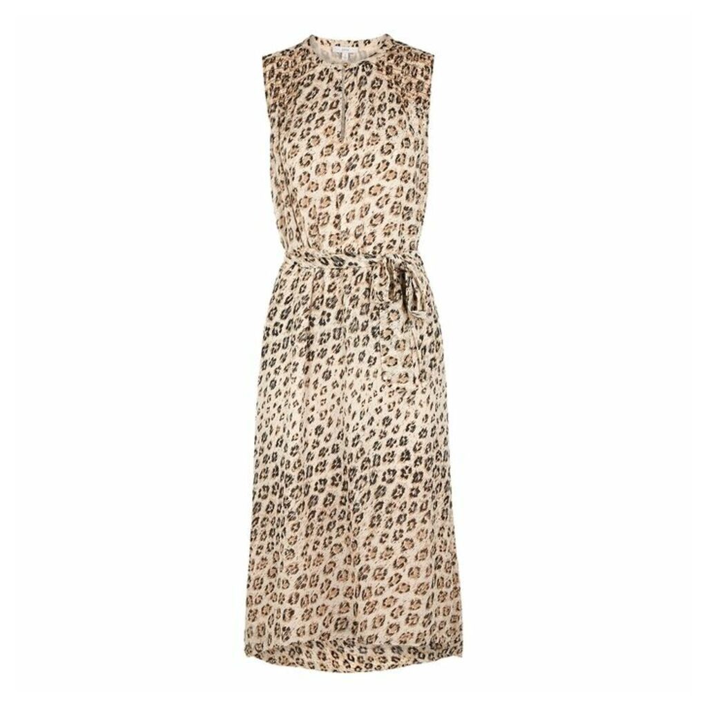 JOIE Corrin Leopard-print Silk Midi Dress