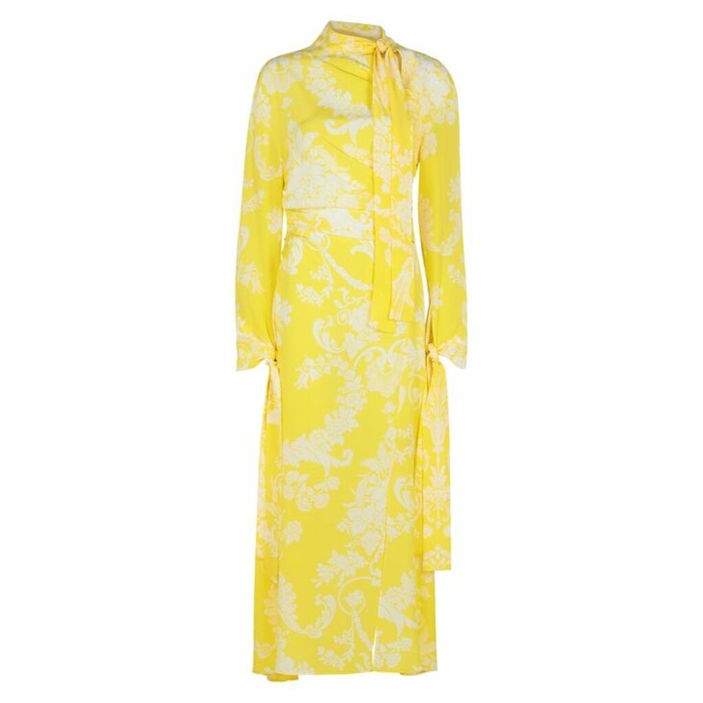 Acne Studios Yellow Printed Silk Dress