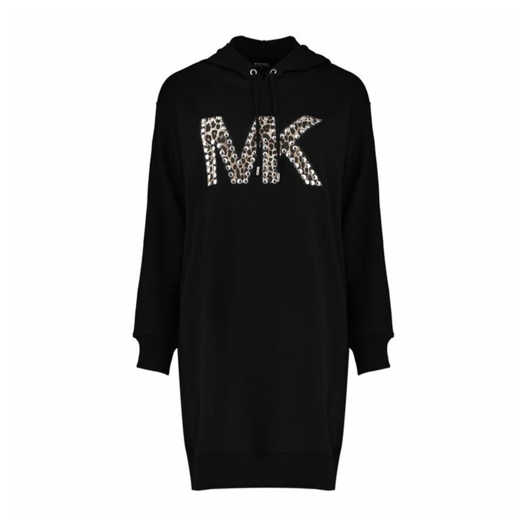 MICHAEL Michael Kors Studded Leopard Logo Cotton Sweater Dress