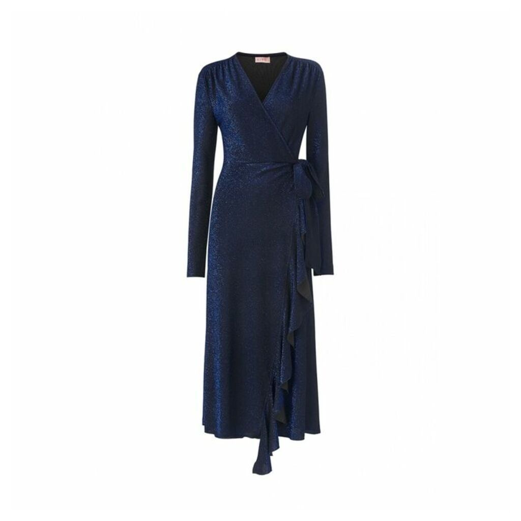 Kitri Gamzatti Blue Metallic Wrap Dress