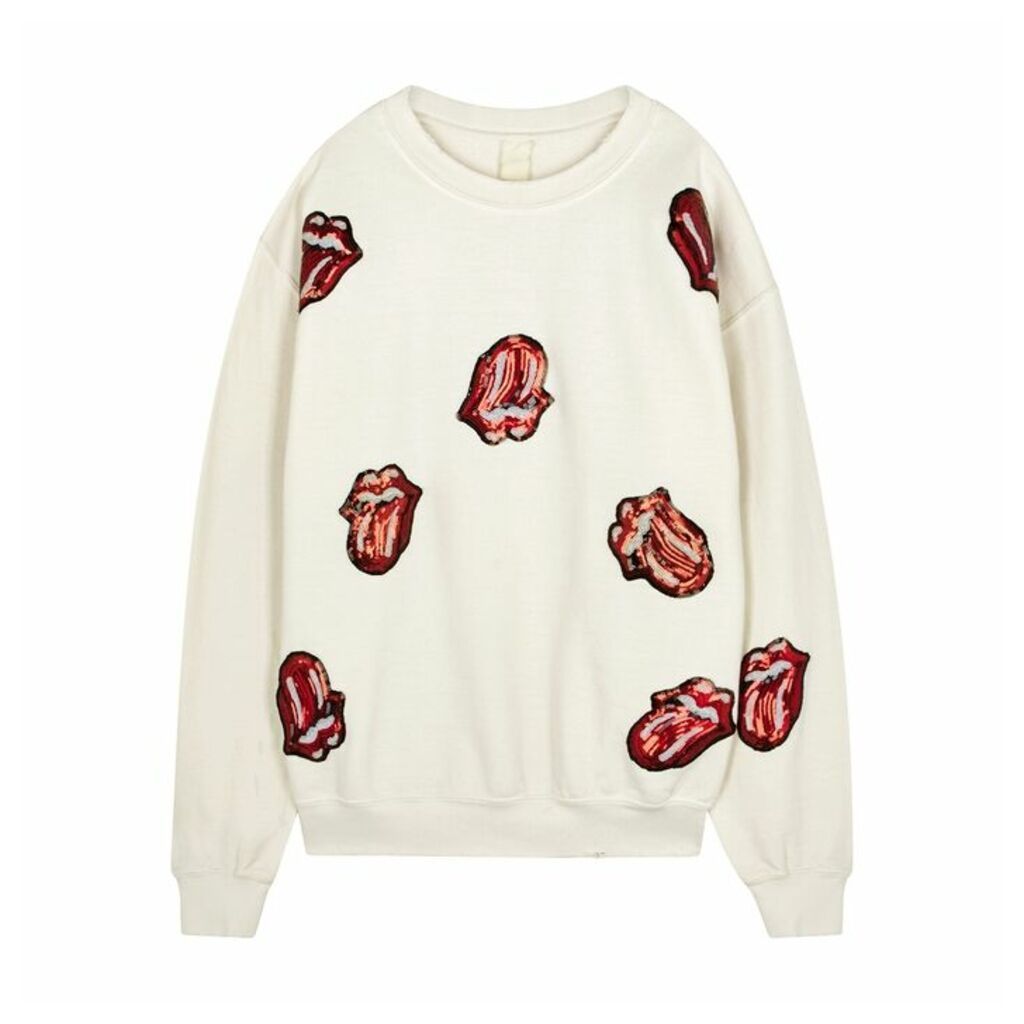 MadeWorn Rolling Stones Embellished Jersey Sweatshirt