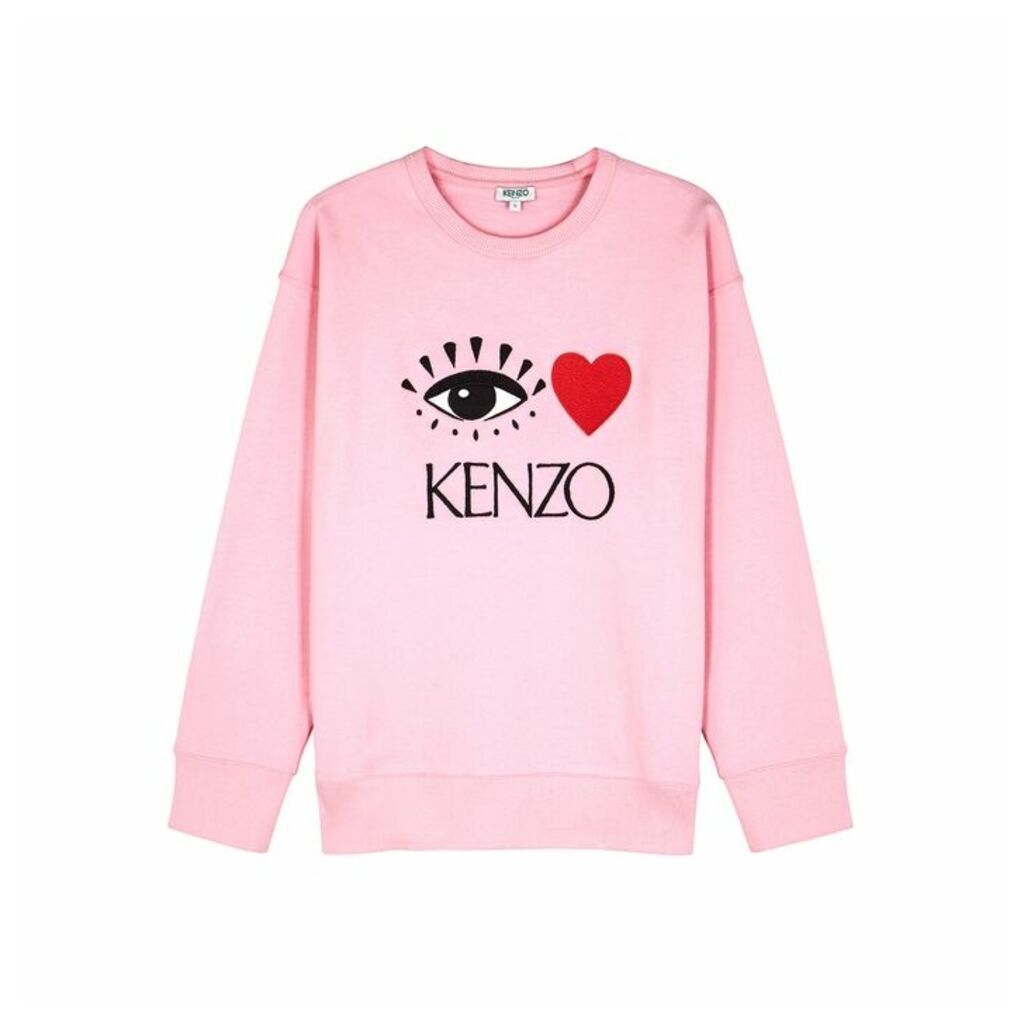 Kenzo Pink Logo-embroidered Cotton Sweatshirt