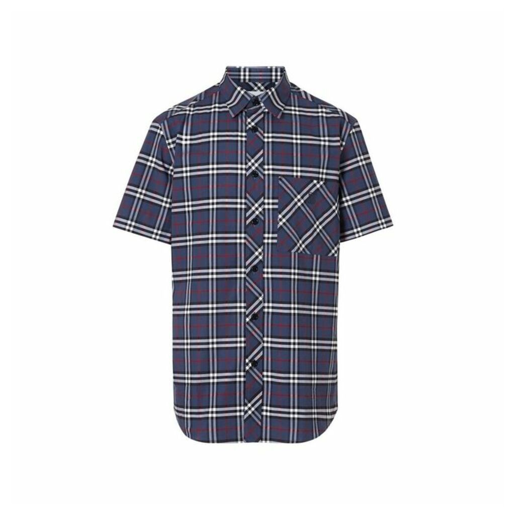 Burberry Short-sleeve Small Scale Check Stretch Cotton Shirt