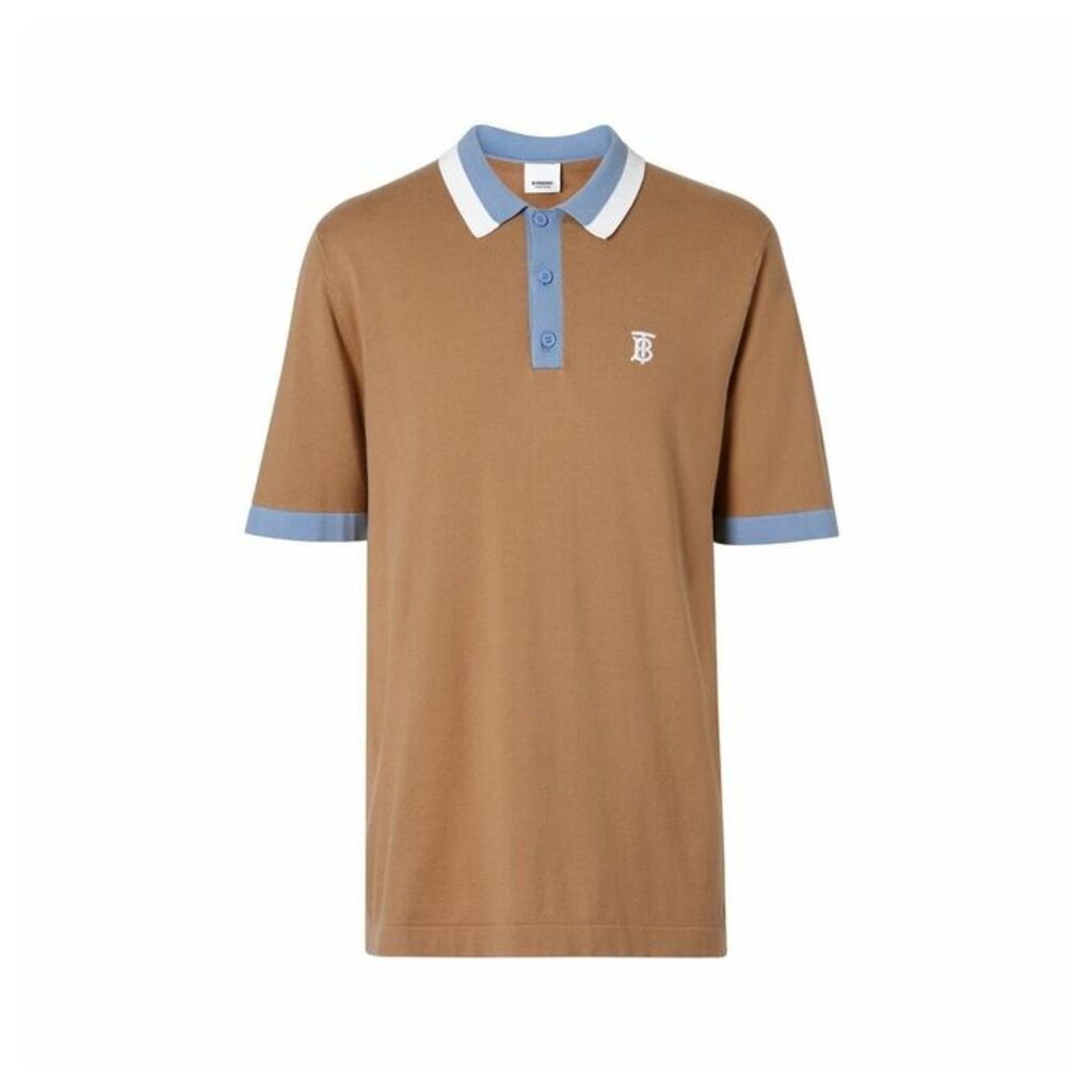 Burberry Monogram Motif Tipped Cotton Polo Shirt