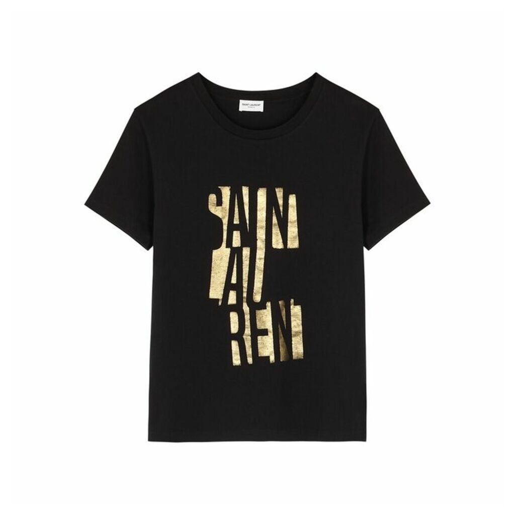Saint Laurent Black Printed Cotton T-shirt