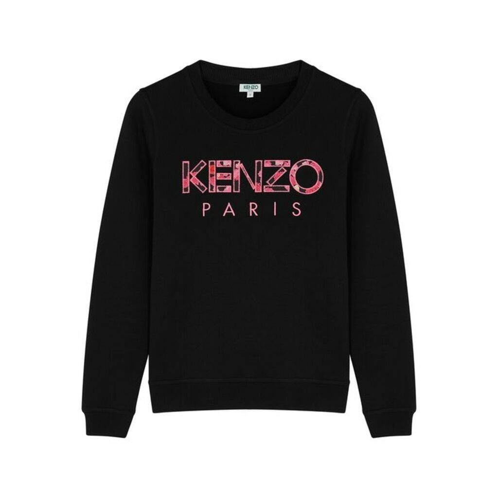 Kenzo Black Logo-appliquéd Cotton Sweatshirt