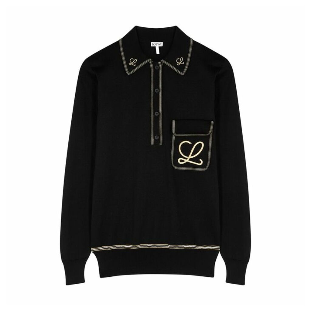 Loewe Black Embroidered Cotton Sweatshirt