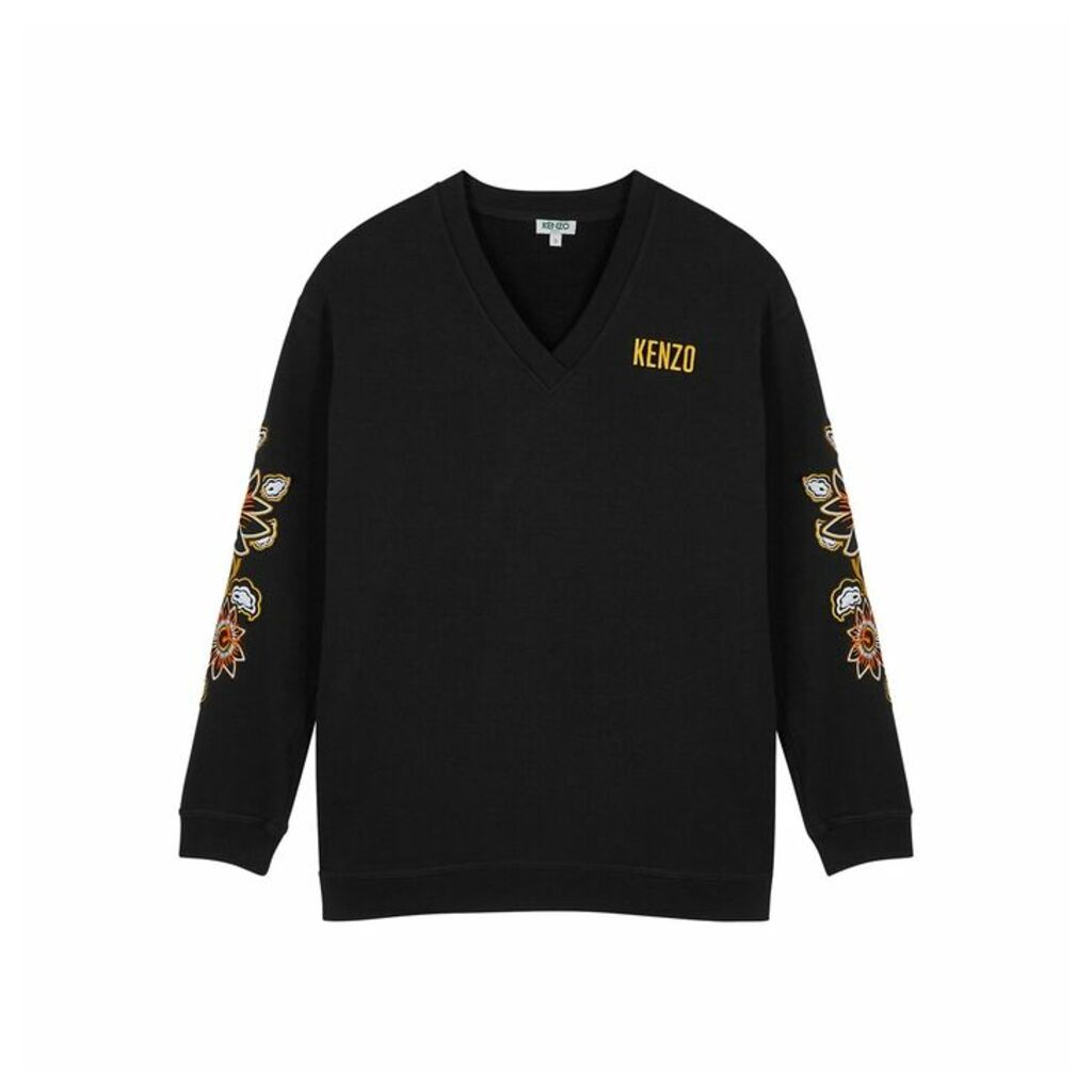 Kenzo Black Embroidered Cotton Sweatshirt