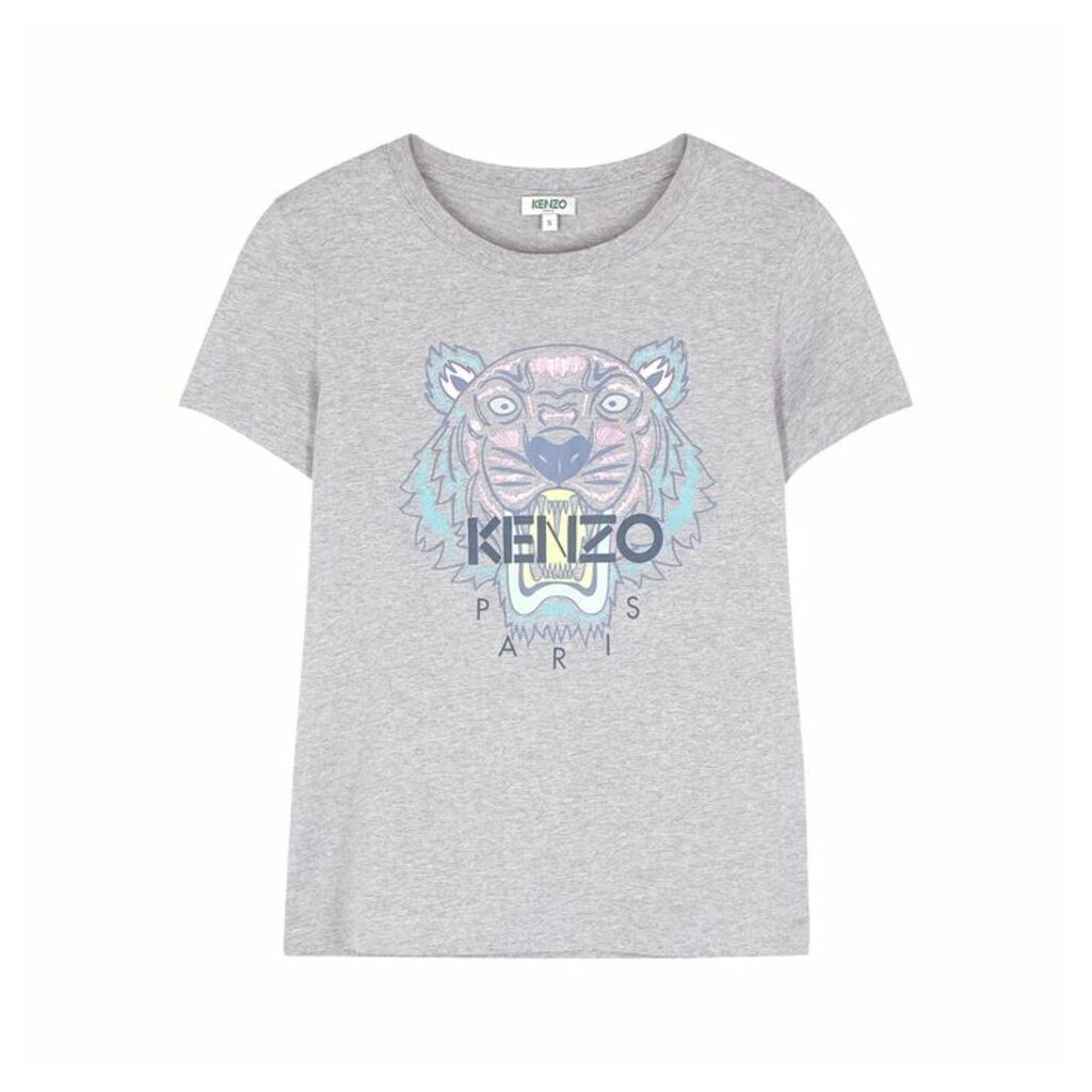 Kenzo Grey Tiger-print Cotton T-shirt