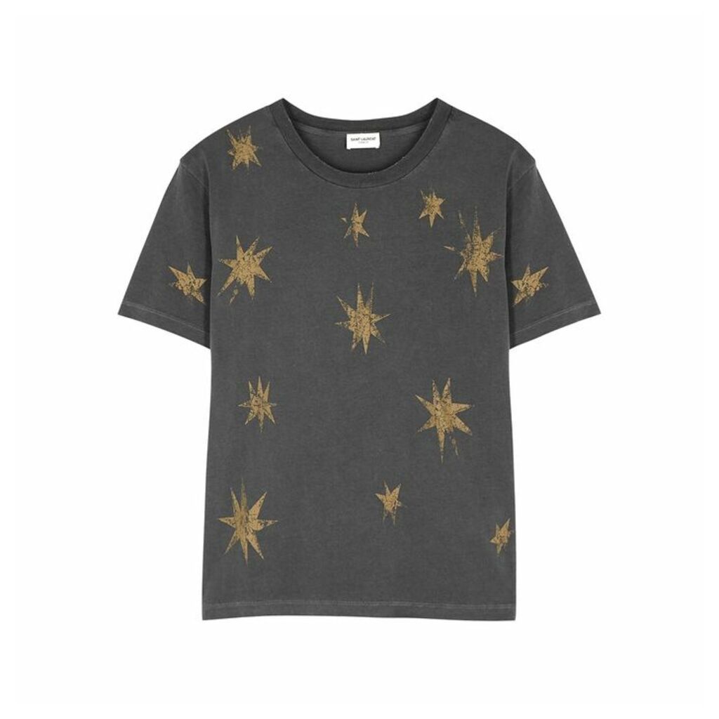 Saint Laurent Grey Star-print Cotton T-shirt