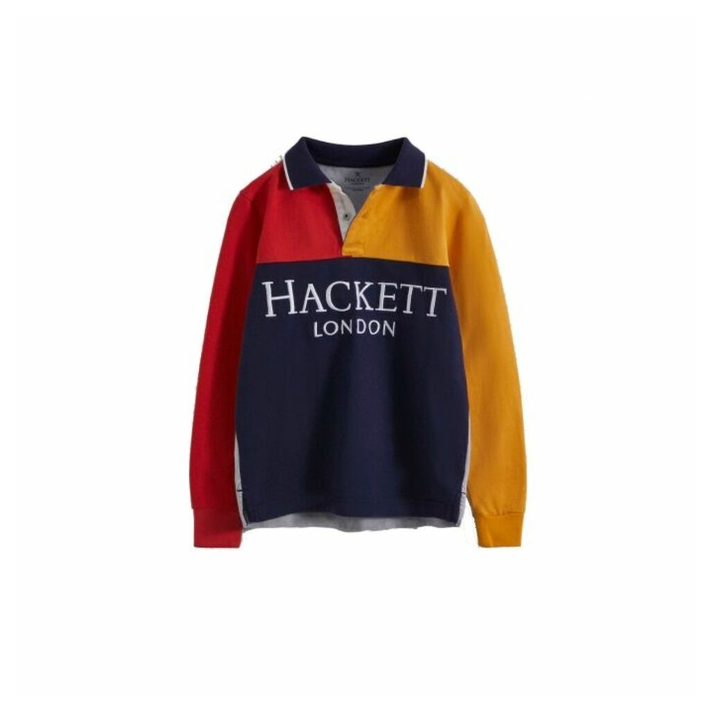 Hackett Colour-block Cotton Long-sleeved Polo Shirt