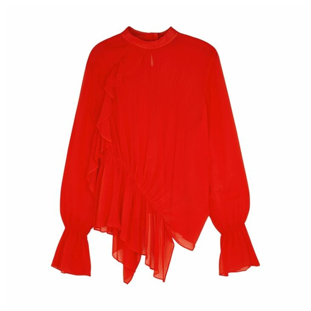 Preen Line Red Ruffled Georgette Blouse