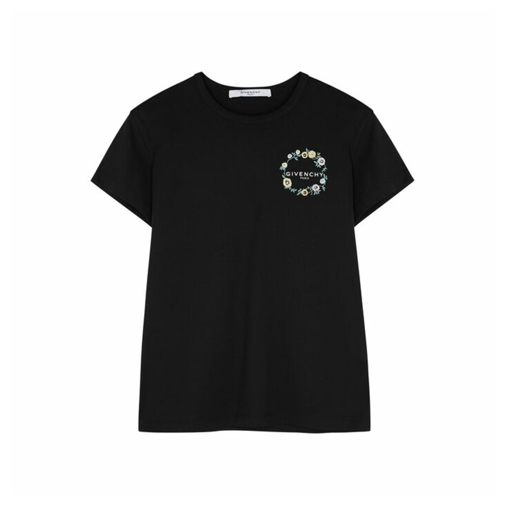 Givenchy Black Embroidered Cotton T-shirt