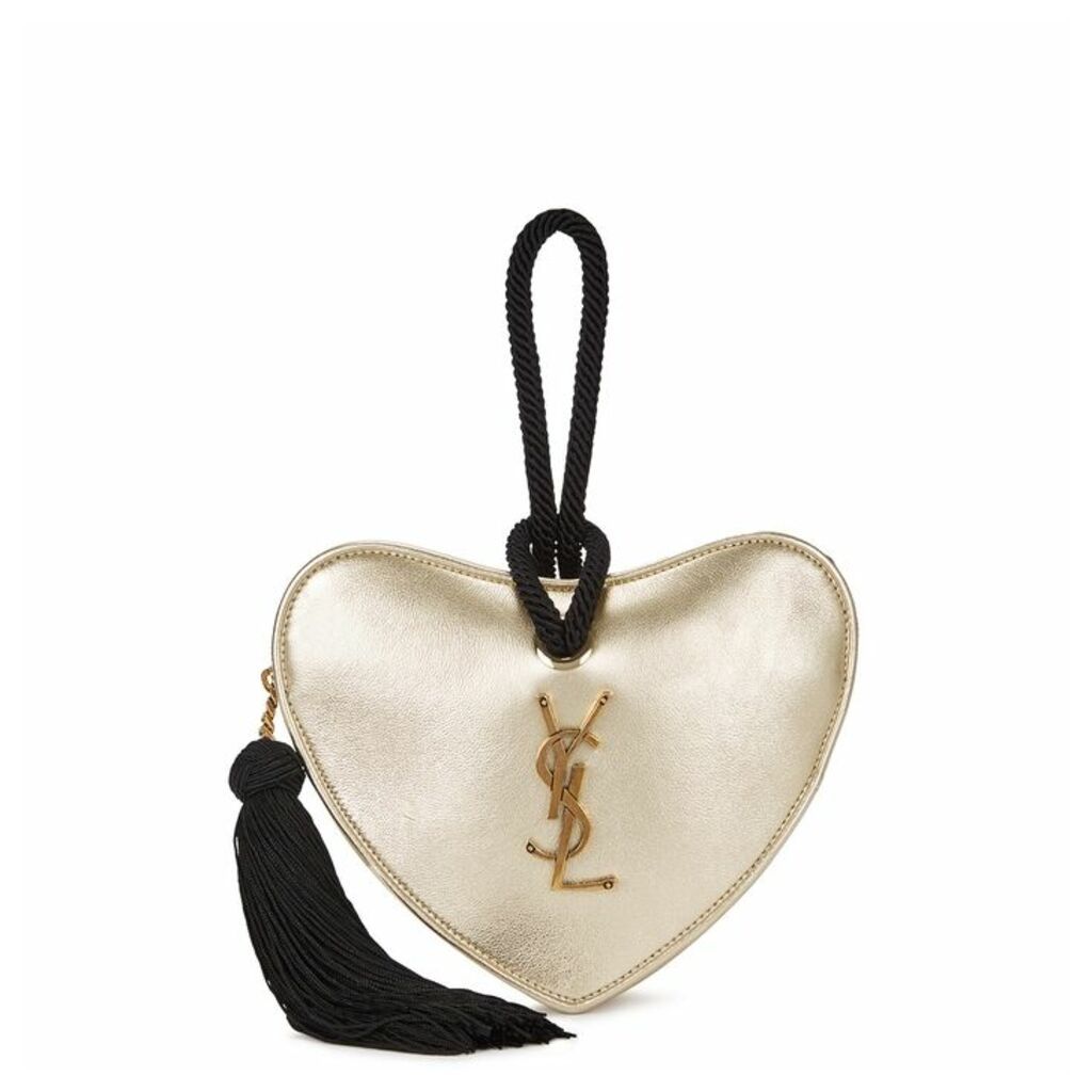 Saint Laurent Sac Coeur Heart Leather Clutch